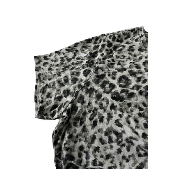 OLD NAVY SHORT SLV MIDI FIT & FLARE WAIST DRESS, WOMENS, L, GREY/BLACK LEOPARD - Picture 9 of 11